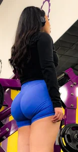 Latina Superhero with perfect Body in blue spandex shorts (OC!)