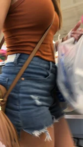 Pretty busty milf in shorts