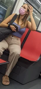 A Masked Girl in Pants in a Public Train Creepshots Gallery, Nice Ass