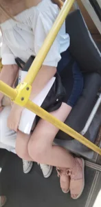 Nice Legs in Short Skirt in the Bus Candid Closeup