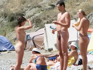 Nude beach and topless girls