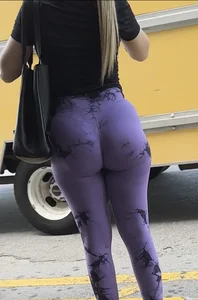 Blond milf leaving gym