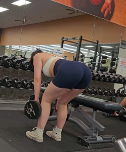 Vietnamese girl at gym nice ass in tight blue lulu shorts