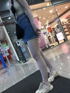 Sexy Candid Girl in a Denim Skirt And Sneakers With Hot Pale Legs Mall Creepshots Gallery