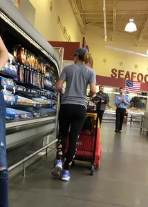 Big booty milf grocery shopping in unique sexy leggings