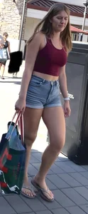Stacked blonde in short shorts