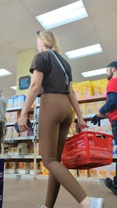 Blonde chick in brown yoga
