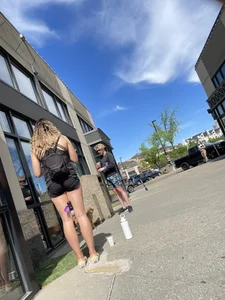 Plump teen VPL biker shorts