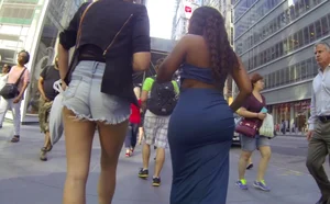 Big black booty women walking in tight dresses
