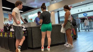 Brunette in green bikers (NON OC)