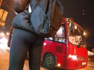 Small Ass in Tight Pants City Street Closeup Creepshots
