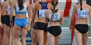 Candid track girls and runners