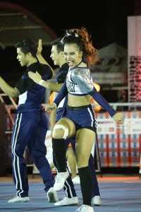 Bunch of athletic Thai cheerleaders at a competition