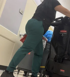 Latina in Tight Green Scrubs (VPL) knew she was recorded! (OC)