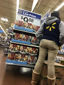 Black Walmart employee with a nice booty in tight jeans