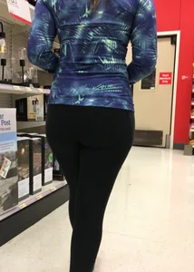 Brunette with glasses and nice ass shopping at Target in leggings