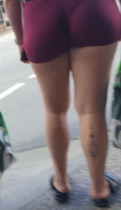 PAWG in incredible lighting and tiny tight shorts. Visible thong line and feet. Thick thighs and calf tatts. (OC)