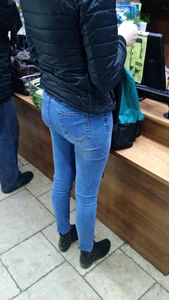 Skinny Legs and Hot Ass in Tight Jeans Supermarket Creepshot