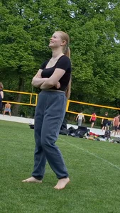 Busty redhead (long distance shots)