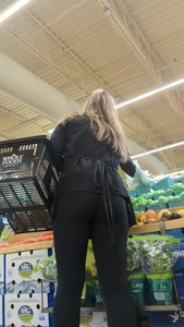Blonde whole foods babe with a yoga wedgie