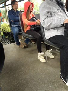Girl in a Hoodie and Yoga Pants Public Bus and Crosswalk Ass And Crotch Closeup Photos Gallery