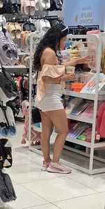 Brunette in white shorts, VPL + cheeks out [oc]