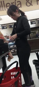 Incredible fitness girl in black bodysuit, not so pretty but a very hard good ass [OC]
