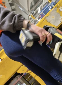 Petite warehouse worker cute bum