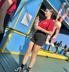 Slim college brunette working at a fair (oc)