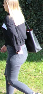 Cute Teen Squeezed Into Some Tight Grey Jeans