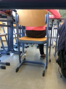 Skinny College Girl in Classroom Candid Closeup