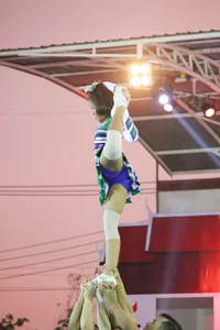 Bunch of athletic Thai cheerleaders at a competition