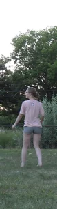 Nerdy blonde teen plays in tight short shorts