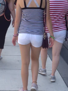 Philly girl with a nice ass in white shorts with vpl