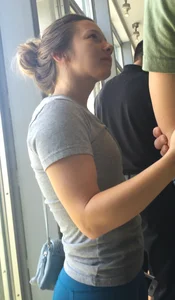 Hottie with a nice booty in tight teal leggings