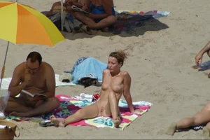 Girls on a nude beach in Sitges, Spain