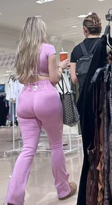 Ass in pink outfit