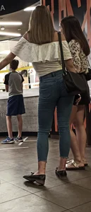 Hot Candid Butt And Thin Legs in Tight Blue Jeans Food Court Creepshots
