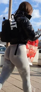 Bomb in leggings  ass scratching