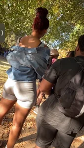 Tight ass in gray leggings bodysuit