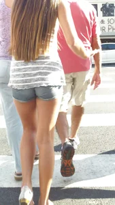 Sexy Creepshot of Girl in Mini-Shorts on Crosswalk, Hot Booty and Legs