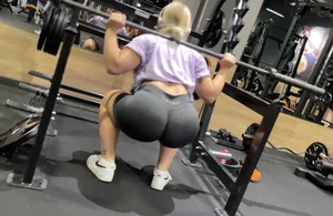 Blonde gym Girl with enormous big tight ass