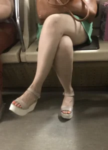 Hot Crossed Legs And Feet in Sandals in a Subway Train Creepshot