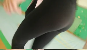 Booty in Spandex Shorts and Tights Closeups at the College Gymnasium