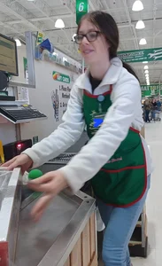 Teen at work in jeans