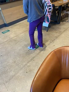 Hot blonde getting coffee