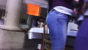 Big booty Latina lady in tight jeans with a round ass