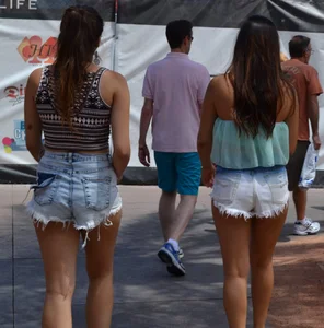2 sexy friends in cut off shorts in Las Vegas