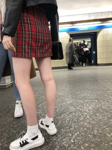 Hot slim legs in subway