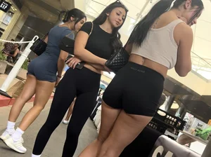 Amazing latina cheeks in Gilly Hicks shorts featuring her two hot friends (OC)